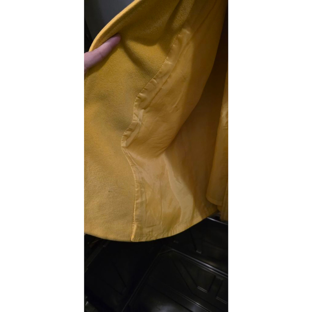 Women's NANCY HELLER Yellow Cashmere Wool Cape Coat with Wooden Toggles XL - Picture 13 of 14